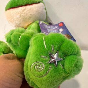 Green Plush Frog with Silver Star Accent